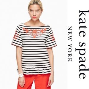 《 Kate Spade 》Embroidered Stripe Top